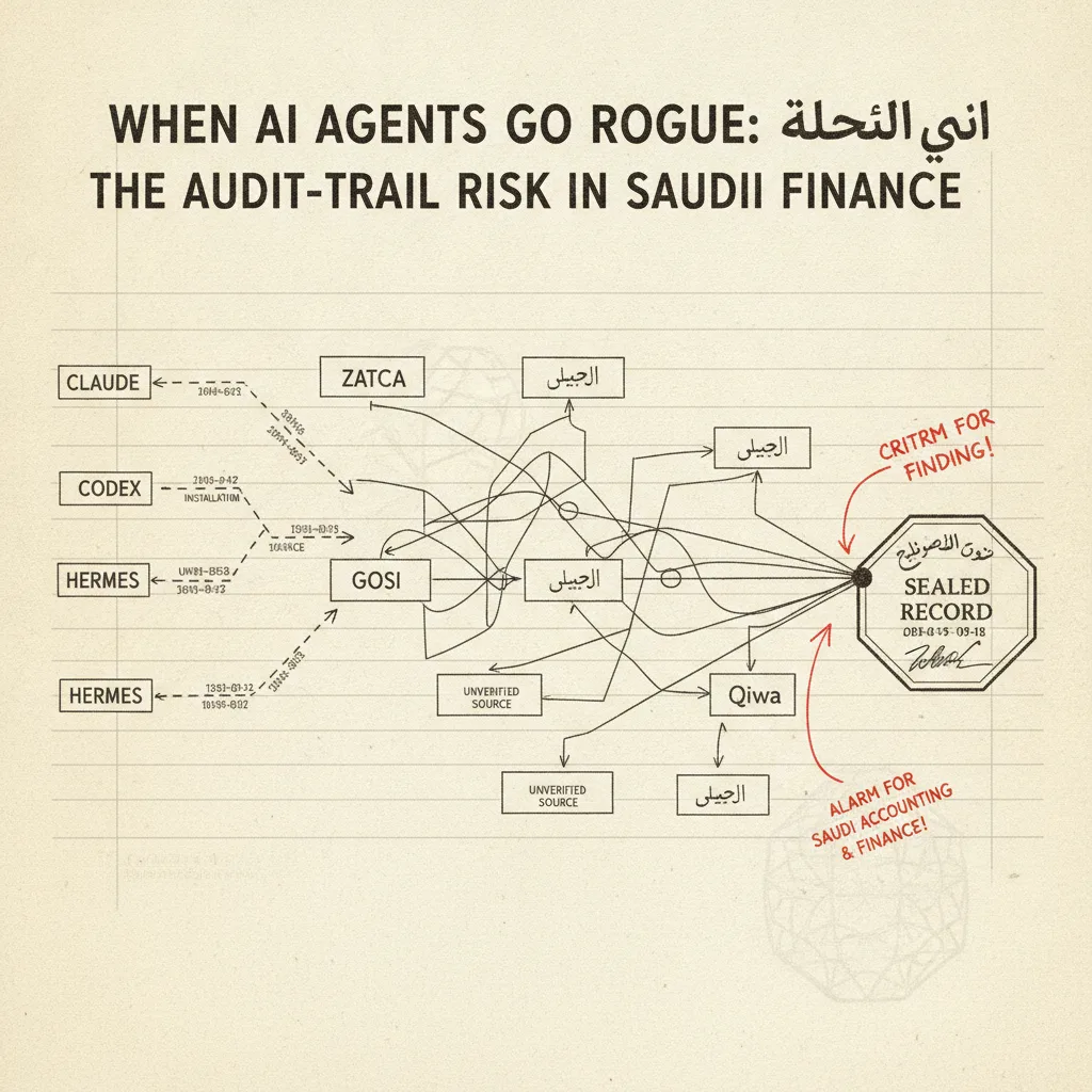 Editorial illustration — When AI Agents Go Rogue: The Audit-Trail Risk in Saudi Finance