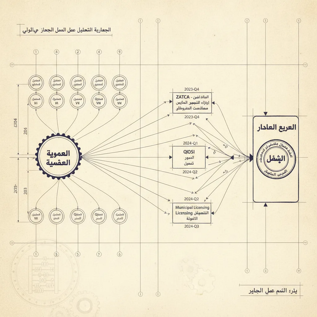 Editorial illustration — Compliance Aggregation for Saudi Holding Groups